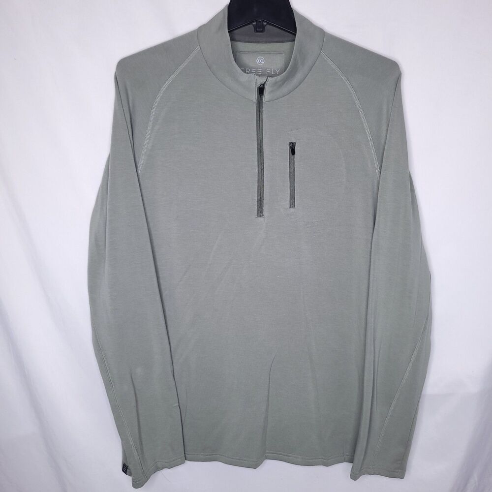 Free Fly 1/4 Zip Pullover Mens 2XL Green Fleece Performance Bamboo